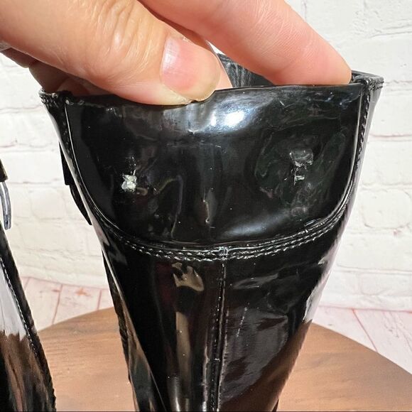 37 (7) BURBERRY Patent Leather Mid-Calf Boots GUC Vintage Y2K - Picture 9 of 16